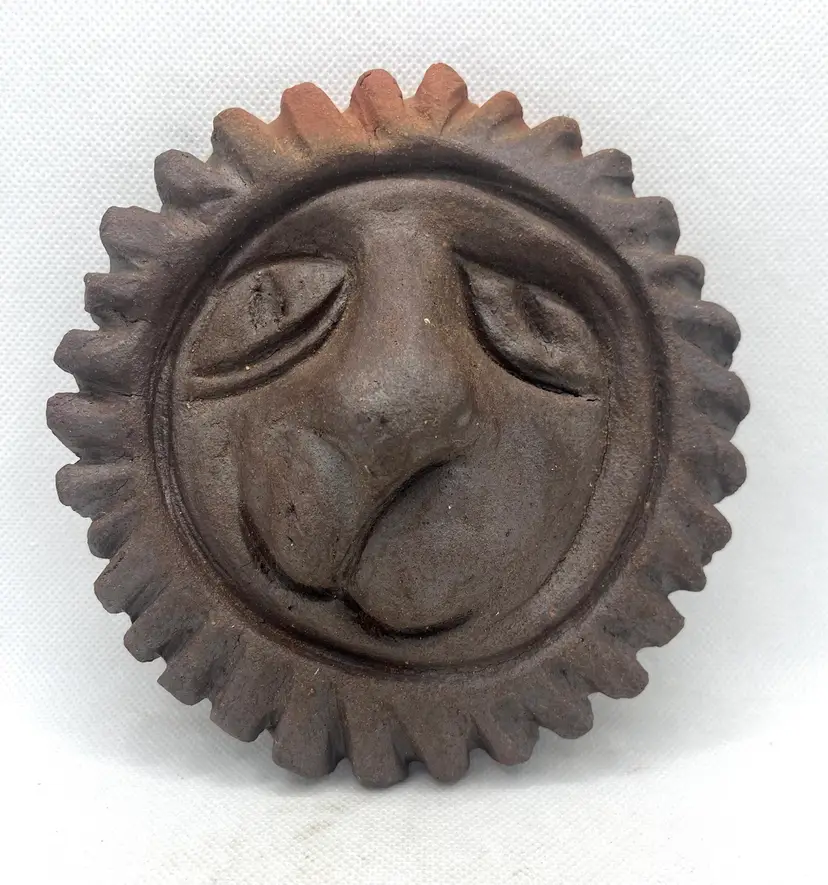 Mid Century Clay Pottery Lion Head Wall Art Wall Hanging