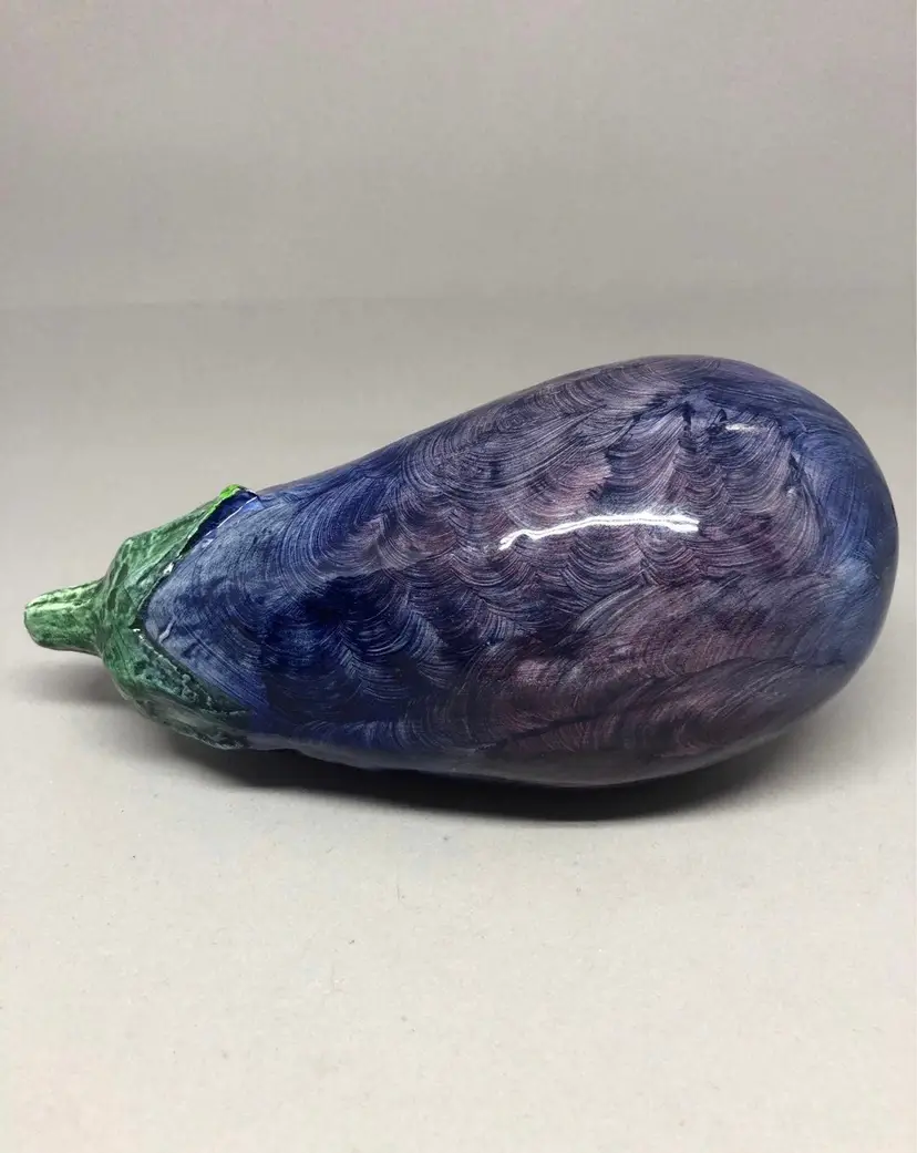 Italian Pottery Purple Ceramic Eggplant