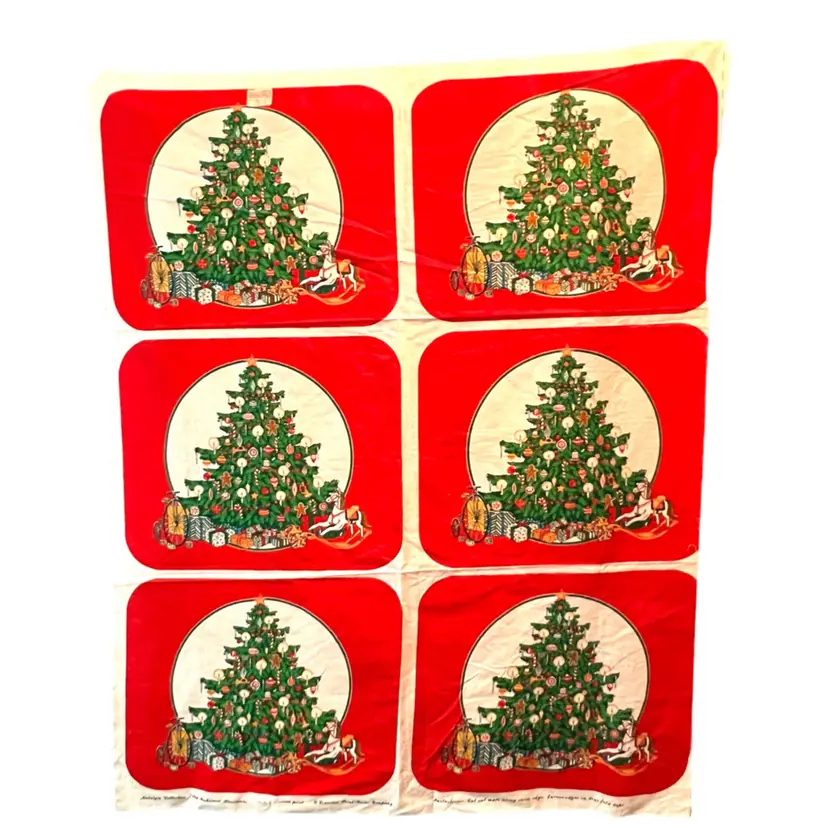 Cranston Print Works Christmas Nostalgia Collection “Old-Fashioned Placemats” Vintage Fabric Panel. Makes 6 Placemats.