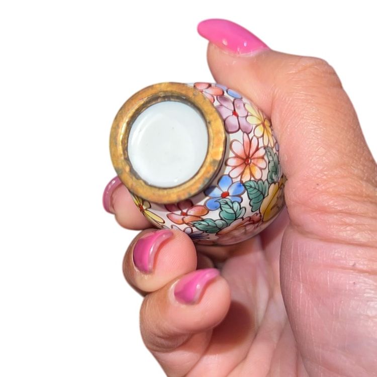 Beautiful Enamel on Brass Mini Vase