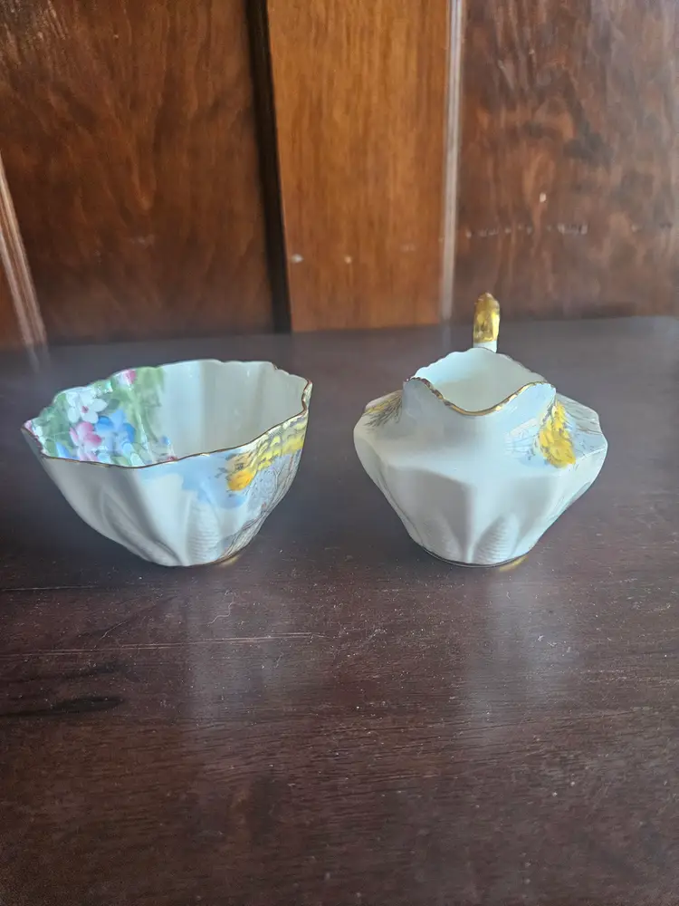 Vtg Paragon China England Woodland Bluebell Sugar Bowl & Creamer Set