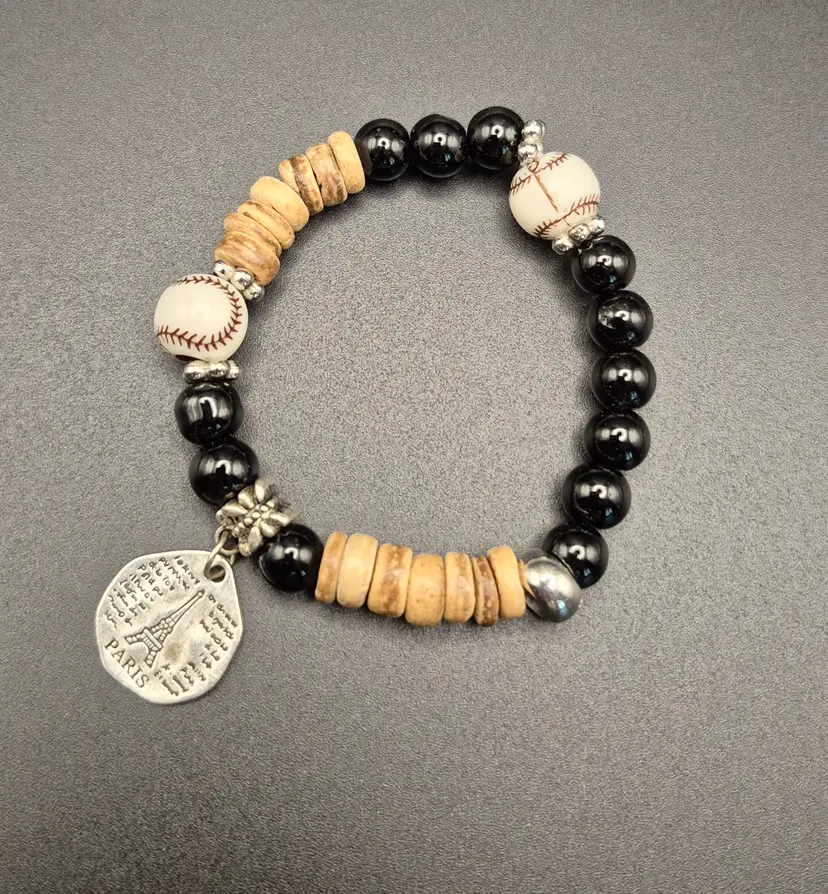 BOHO Baseball Bracelet w/ Paris Charm