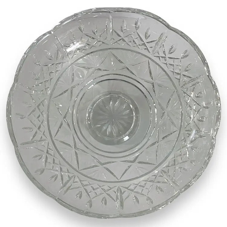 Waterford Crystal Lismore 10” Pedestal Bowl With Scalloped Edges (One Small Chip See Photo)