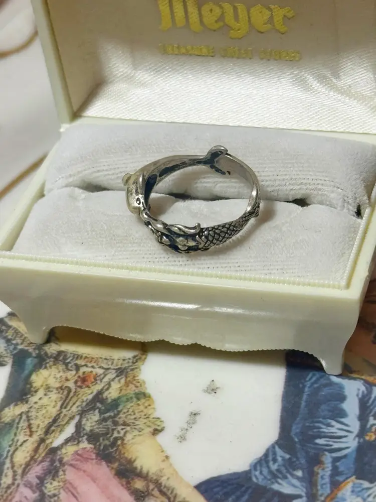 Sterling Silver Dolphin & Mermaid Ring
Size 7