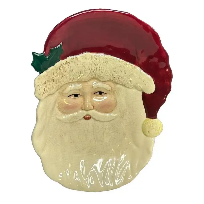 Vintage Santa Claus Face Large Serving Platter 12"x10"