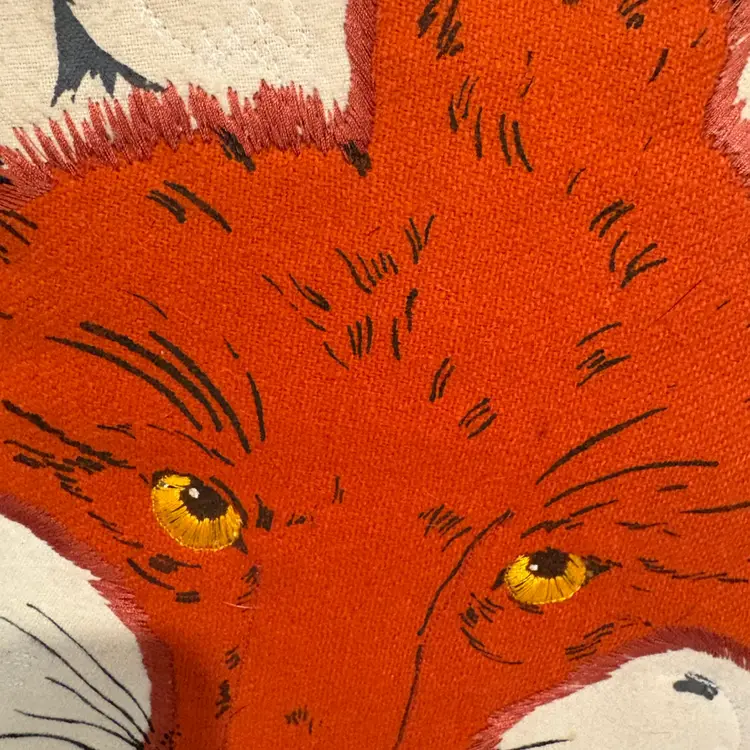 Vintage Fox Hand Stitched Signed Pillow 18” x 15”