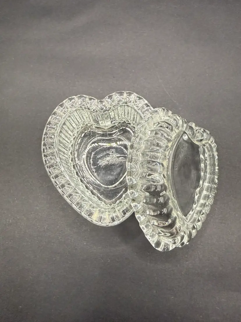 Vintage Glass Heart Trinket Box