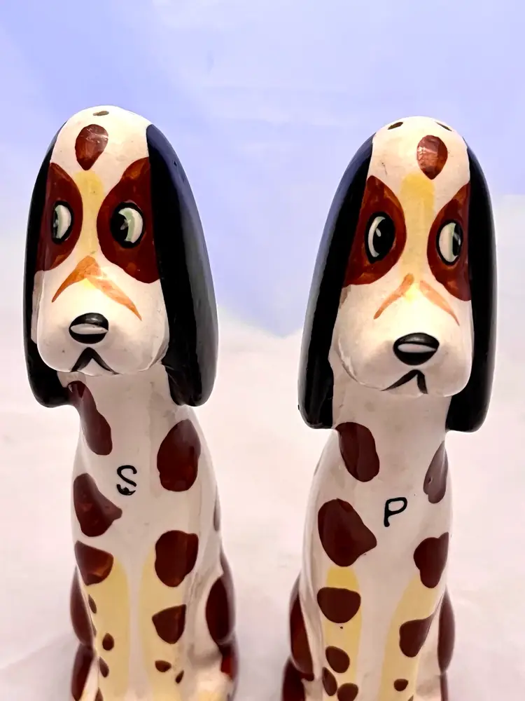 Vintage Anthropomorphic Puppy Dog Salt & Pepper Shakers, Made In Japan, EUC