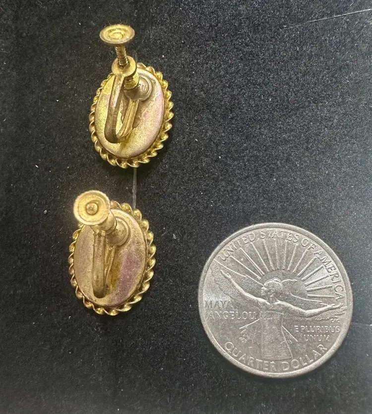 #13 Vintage Glass Micro Mosaic Screw On Earrings