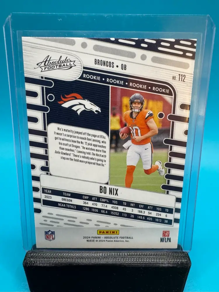 Bo Nix Panini Absolute Red And Blue RC Denver Broncos