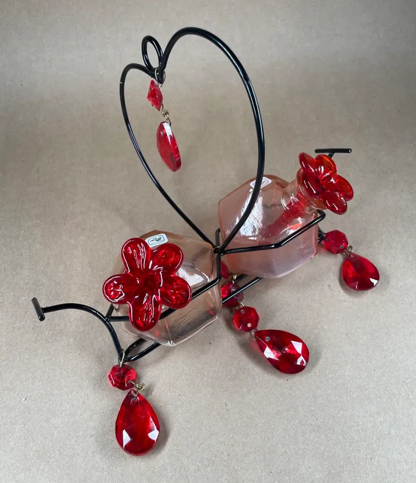 Hummingbird Bird Feeder Metal Glass Made in Mexico