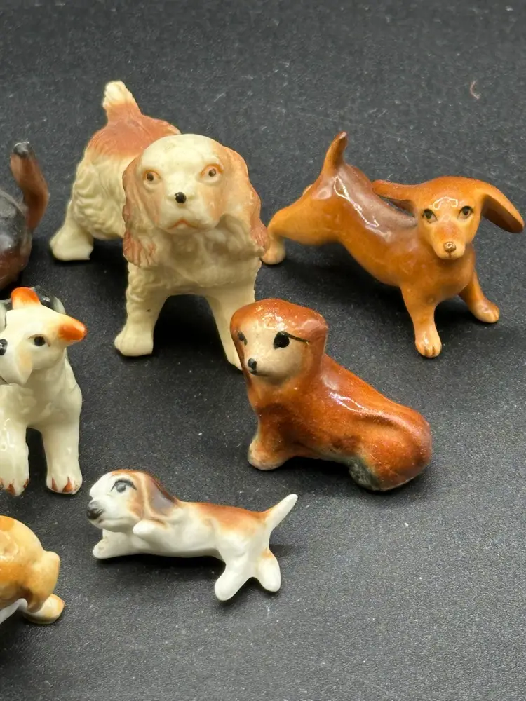 Pack Of Pups 10 Miniature Porcelain Dog Figurines