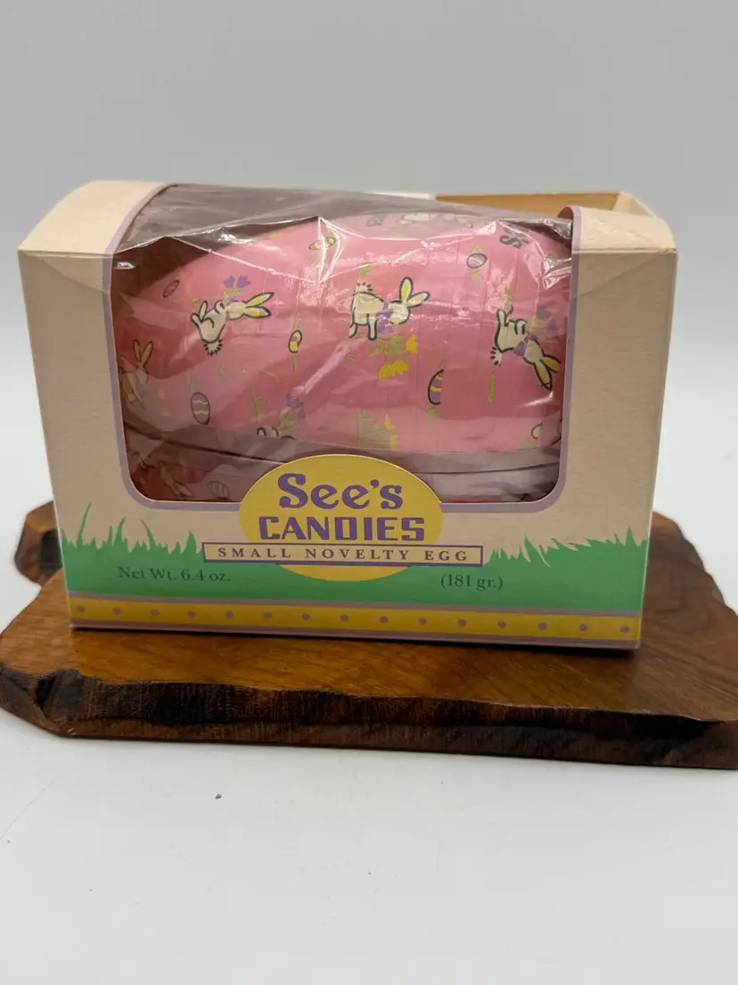 Vintage See’s Candy Pink Egg In Box