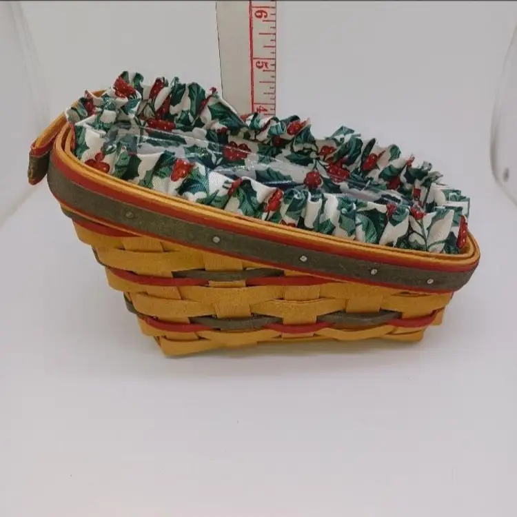 1998 Dash Away Sleigh Basket with Christmas Cloth Liner and Plastic Insert-Longaberger