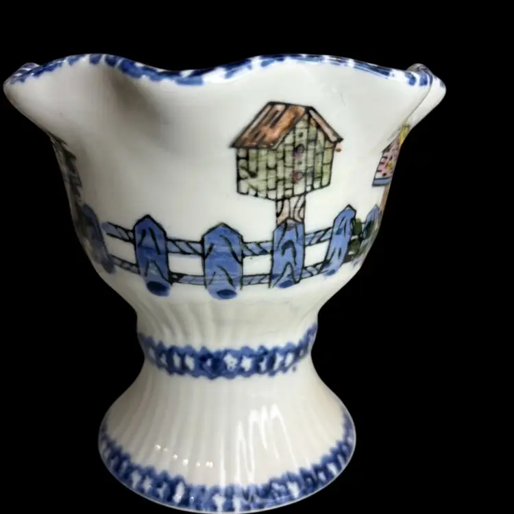 Vintage Ceramic Vase Or Planter With Birdhouse Design
