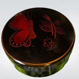 Hand painted butterfly lacquer trinket box 3” x 1”