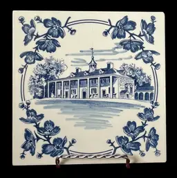 Royal Goedewaagen Blue Delft Tile - Plantation House | Signed | Mint Condition
