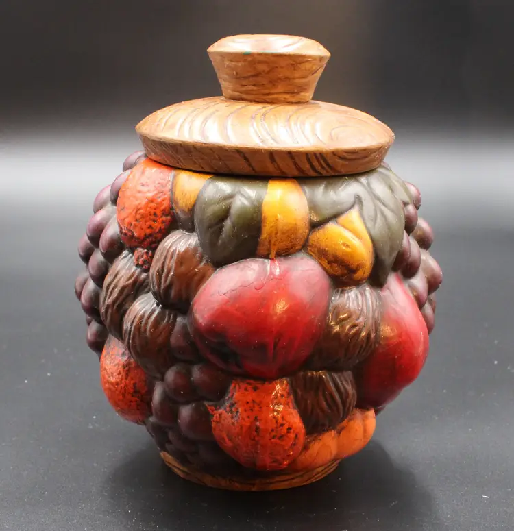Ceramic Cookie Jar, Fruit Basket design, Hobbyist Piece ot TC.