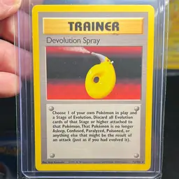 Devolution Spray (72/102), a Rare Trainer Pokémon TCG Base Set, 1999.