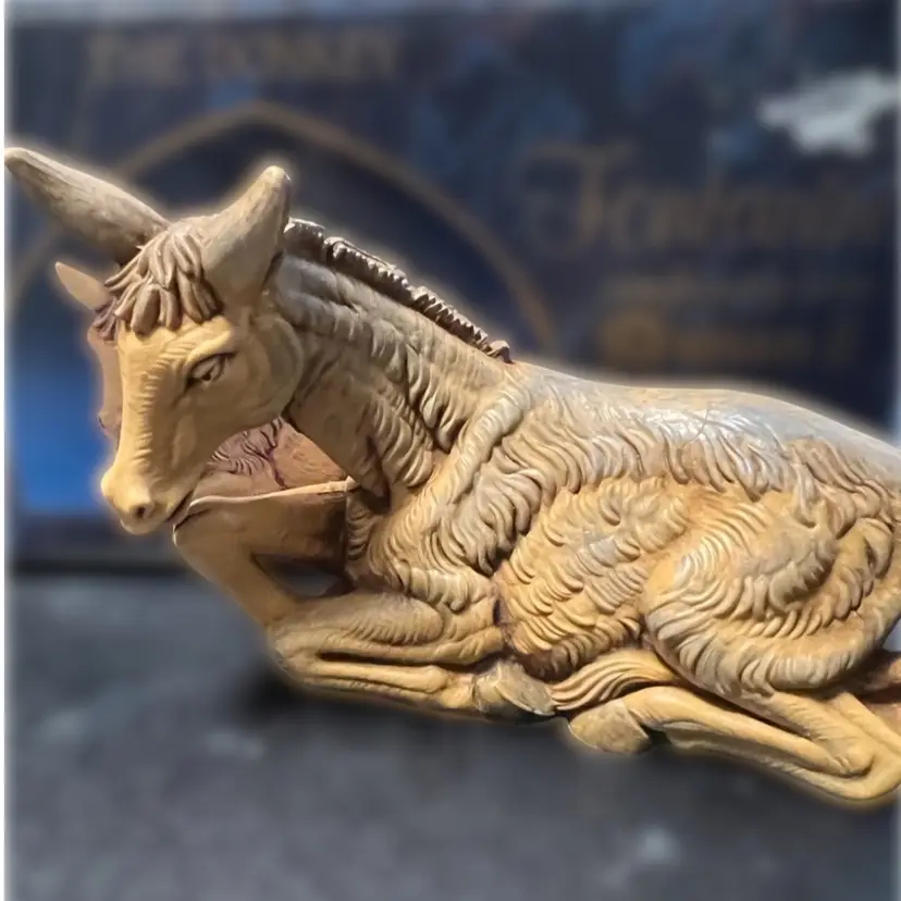 Donkey- Vintage Fontanini Heirloom Collection Religious/Nativity figure, hand-painted resin. Bagni di Lucca, Italy , Original Box