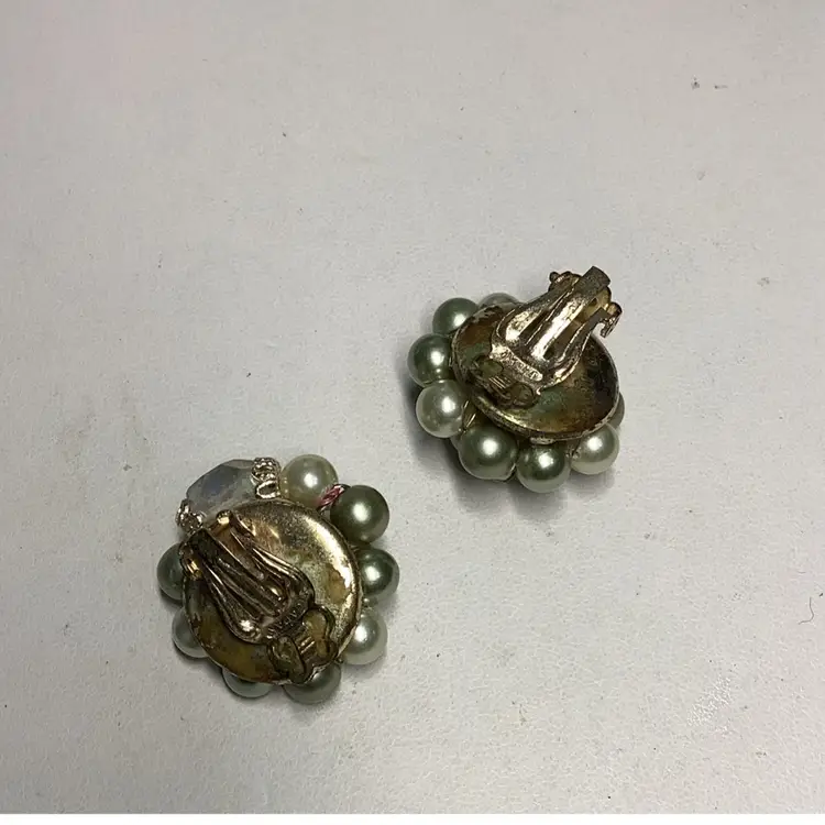 Light Green Clipons 1/2” Signed Japan