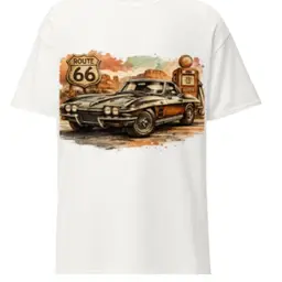 Corvette Classic Route 66 Sports Car Graphic T-Shir