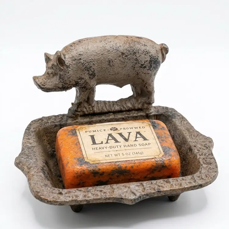 Vintage Cast Iron Heavy Metal Hog Pig Soap Dish Home Decor Plate