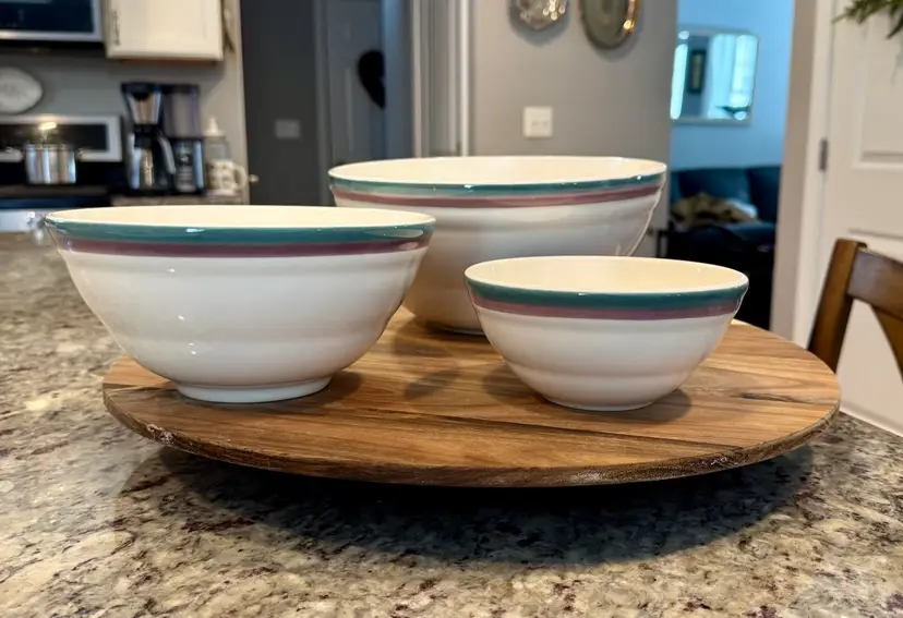 Pfaltzgraff “Juniper” Stoneware Nesting Bowls- Set Of 3