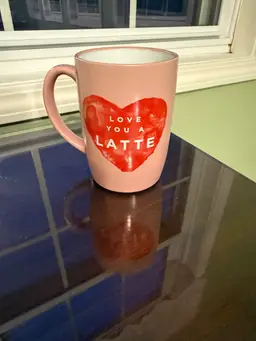 Ayesha Curry 15 oz Pink Valentine’s Ceramic Coffee Tea Mug Love You a Latte- EUC
