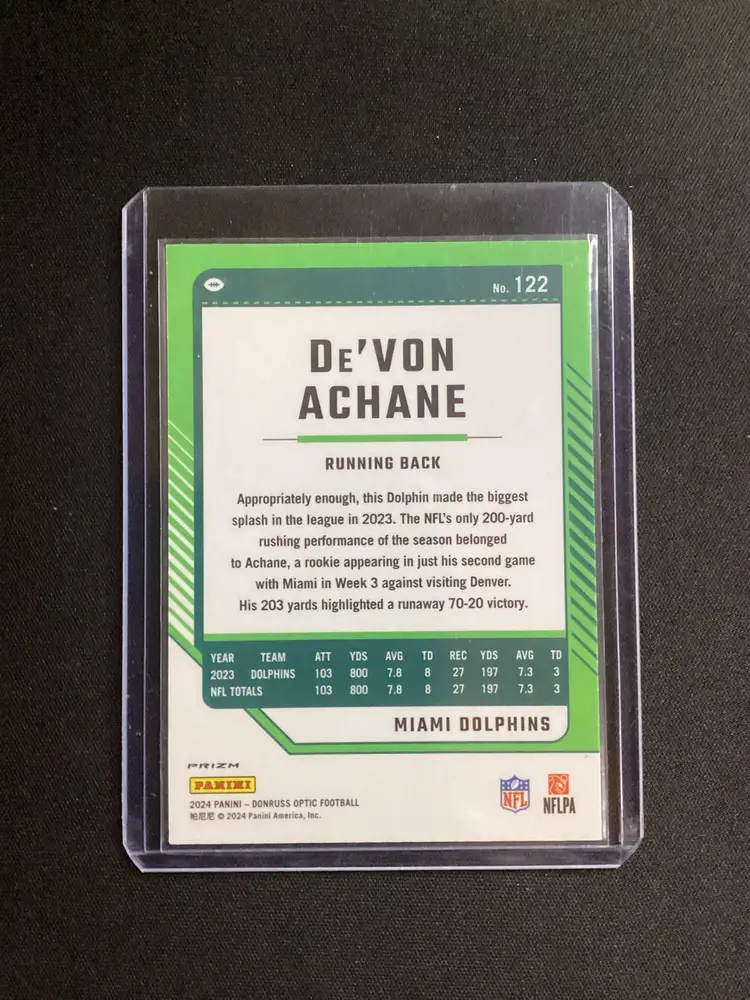2024 Optic Football - De’Von Achane #122 Freedom Prizm