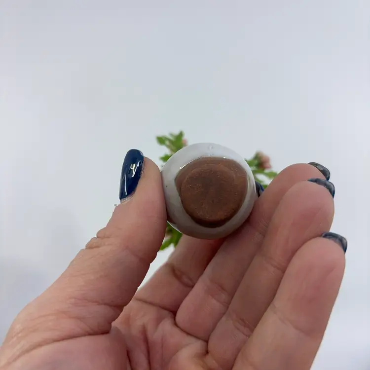 Mini Pottery Vase With Pink Flowers 3.5”