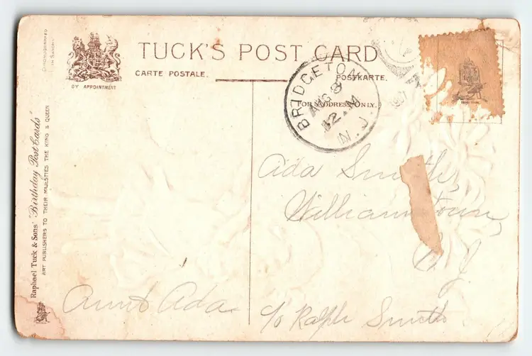 Tuck Birthday Greeting Postcard Girl Holding Giant Daisy Flowers 1907 Embossed