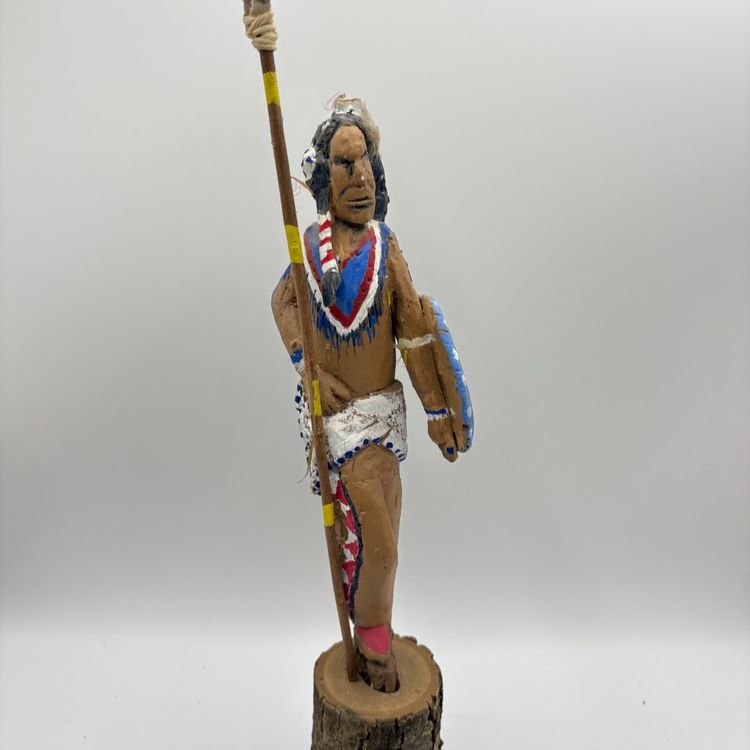 Native American Wood Carved Statue 14”