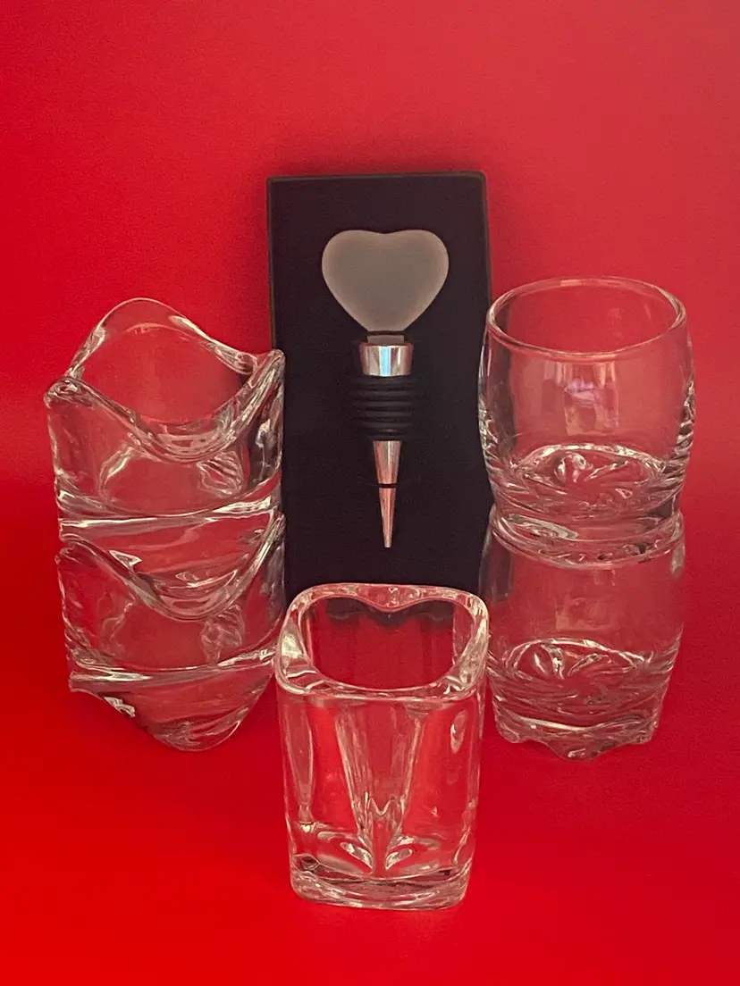 2 Stackable Tealight Holders, Wine Bottle Stopper, 3 Shot Glasses