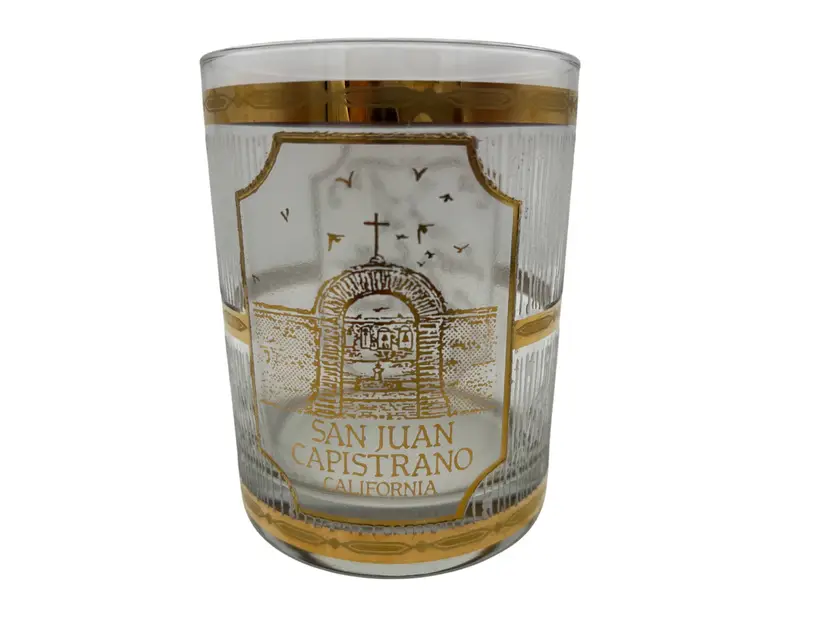 Vintage “Just a Swallow from Capistrano” San Juan Capistrano Lowball Glass 4"