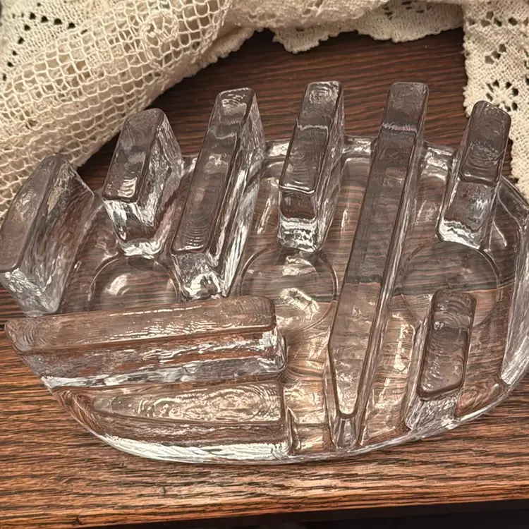 Vintage 1970’s Thick Art Glass Candle Holder Made In Italy