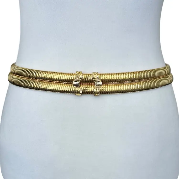 Vintage 1980s Judith Leiber Gold Tone Belt w/ Lion’s Head Clasp