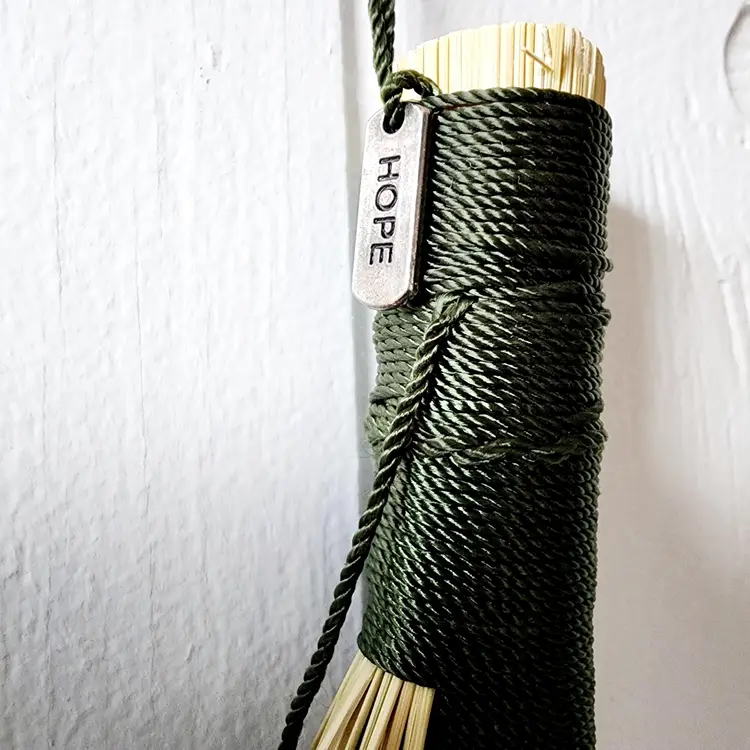 "HOPE" Dark Green Small Hen Wing Whisk~ Altar Besom