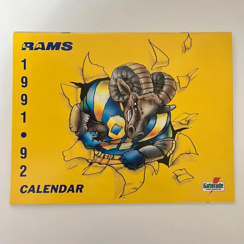 1991-1992 Los Angeles Rams Wall Calendar Vintage 1990s Jim Everett John Robinson