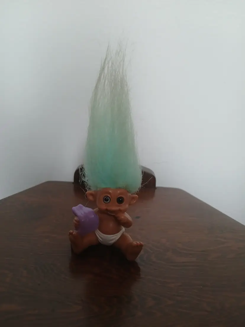 Vintage 1992 TNT Baby Troll Doll Diaper & Blanket 2" RARE 2 Different Eye Colors