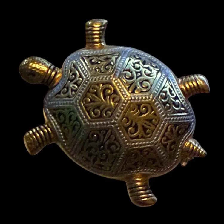 Damascene Turtle Brooch 1.25”