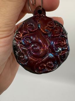 Made By Me - Raku Swirl Ornament #4 Controlled Chaos Pottery 1 1/2”