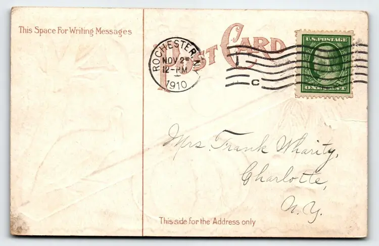 Thanksgiving Day Greetings Postcard Turkeys Haunted Crescent Moon See-Saw 1910