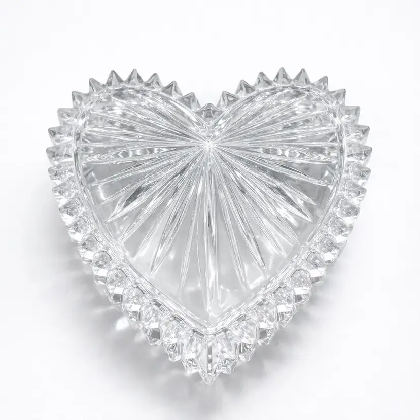 Gorham Crystal Glass Heart Shaped Trinket or Jewelry Box with Lid West Germany