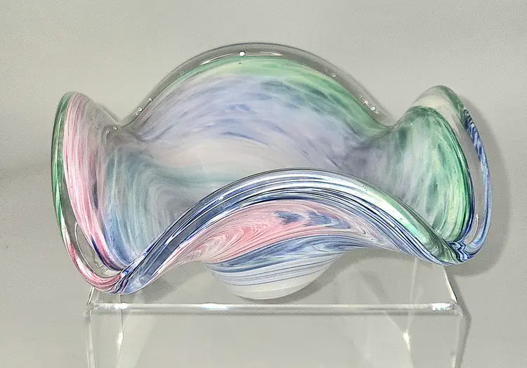 Murano Style Pastel Bowl Freeform Pastel Swirl