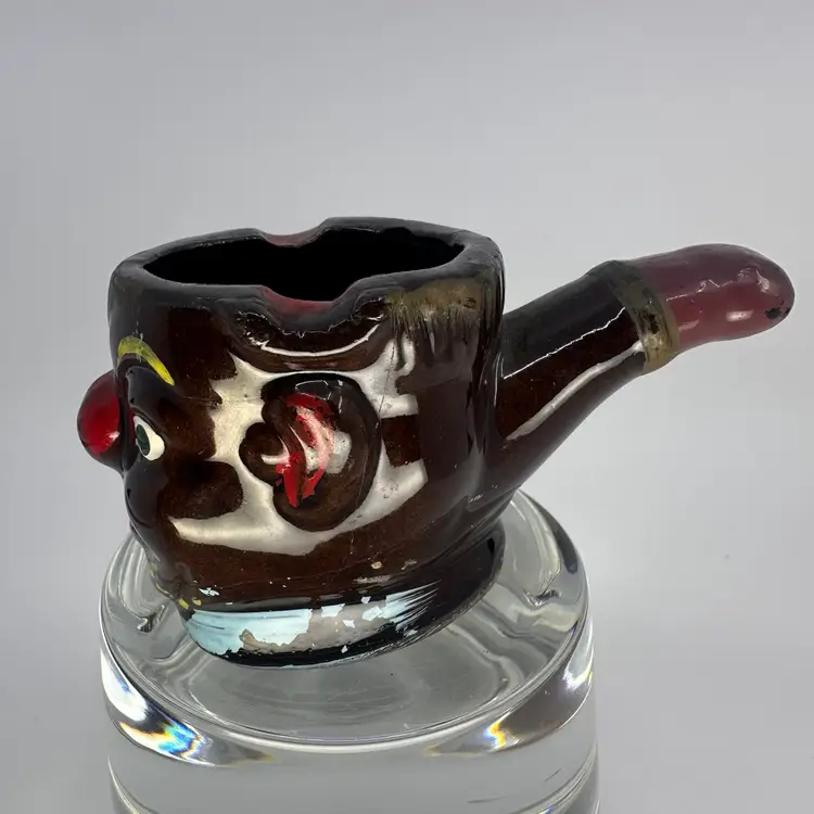 Japan Black Glazed Redware Ashtray