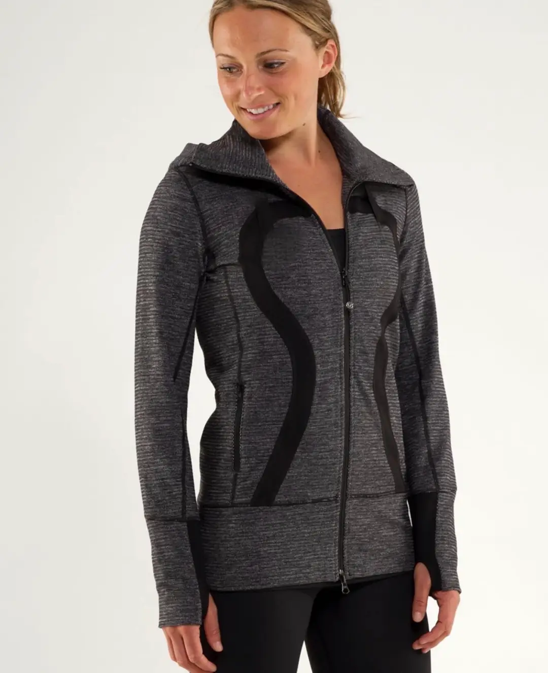Rare VTG LULULEMON Classic Omega Logo Full Zip Hoodie Sweatshirt