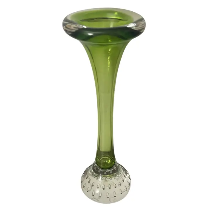 Vintage Studio Art Glass Green Bud Vase