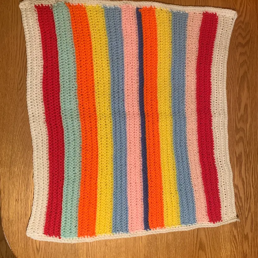 002 Hand Crocheted Baby Blanket Or Play Mate