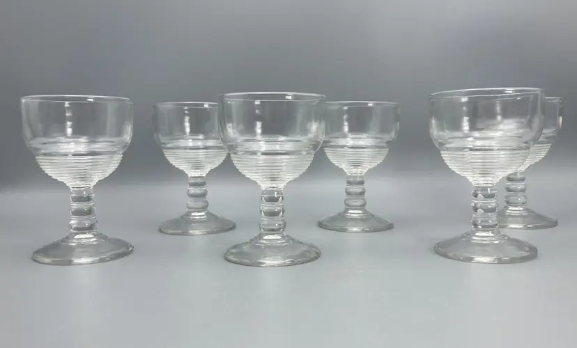 Vintage Anchor Hocking Clear Glass Manhattan Pattern Cordial Wine Glasses - Set of 6